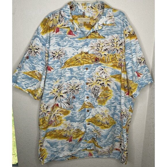 The Territory Ahead Shirt Mens Large Tall LT Hawaiian Palm Trees Beach Casual - Picture 2 of 11